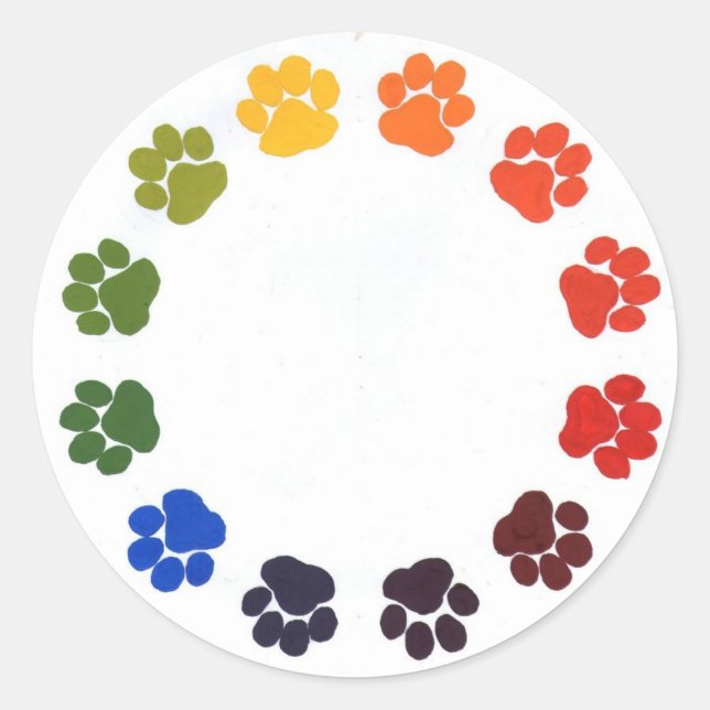 Paw Prints Circle Classic Round Sticker (Front)