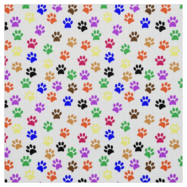 Paw Prints Colourful Fabric (Swatch)