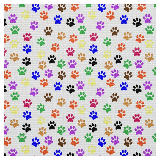 Paw Prints Colourful Quarter Fabric (Swatch)