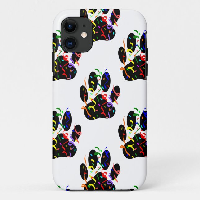 Paw Prints Confetti And Party Streamer Pattern Case-Mate iPhone Case (Back)