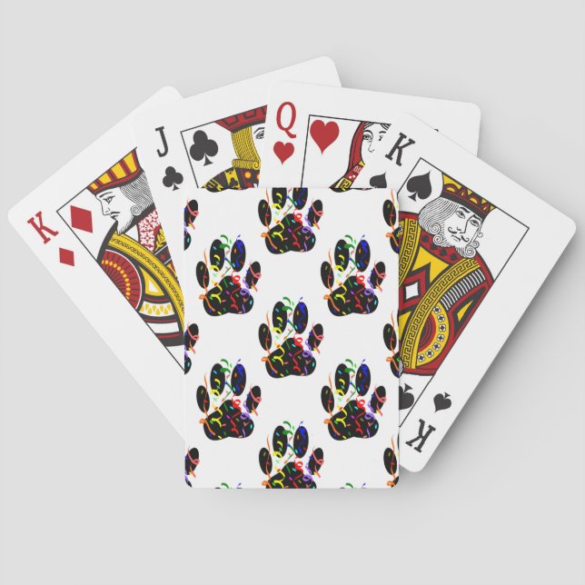 Paw Prints Confetti And Party Streamer Pattern Playing Cards (Back)