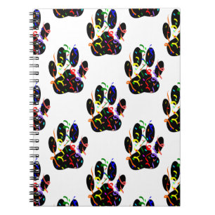 Paw Prints Confetti And Party Streamer Pattern Spiral Notebook
