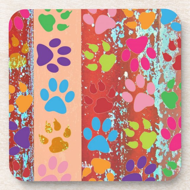 Paw Prints Cork Coaster (Front)