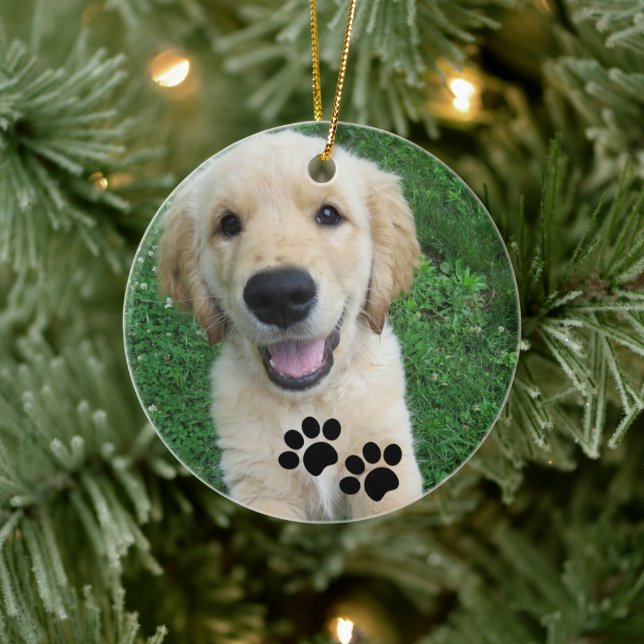 Paw Prints Custom Pet Photo Ceram Ceramic Tree Decoration (Tree)