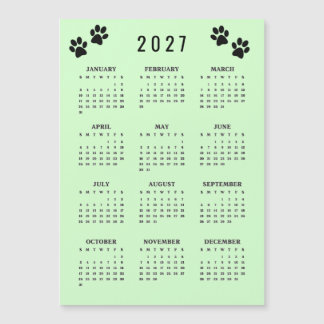 Paw Prints Design 2027 Calendar Magnetic Card