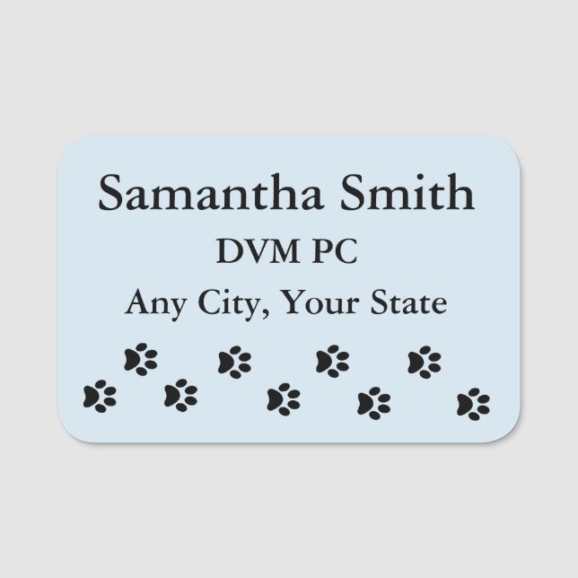 Paw Prints Design Name Tag (Front)