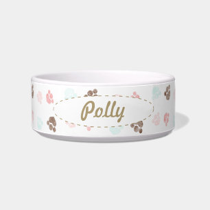 Paw Prints Dog Cat Personalised Mocha Baby Bowl