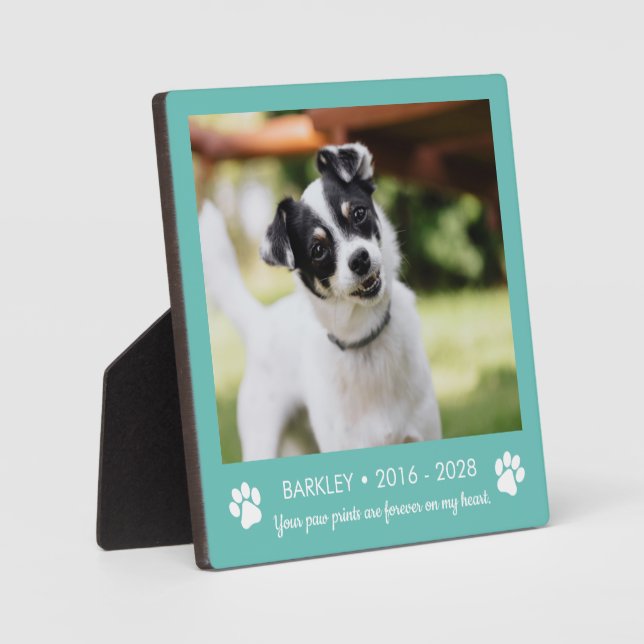 Paw Prints Dog Memorial Photo Plaque (Front)