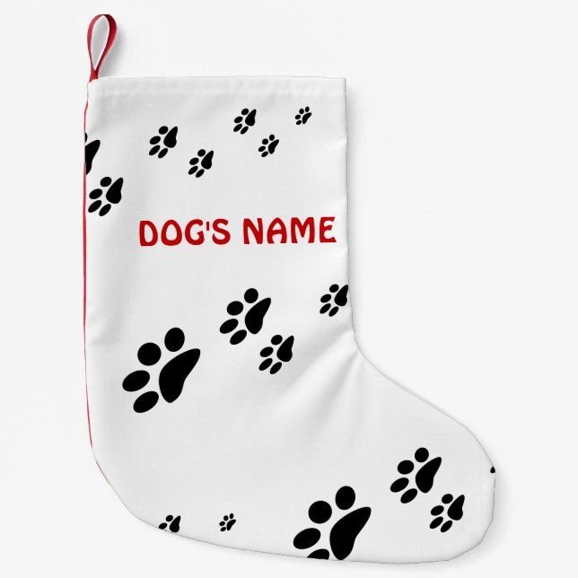 Paw Prints Dog Small Christmas Stocking (Front)