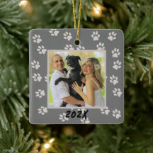 Paw Prints Family Dog Cat Double Sided Ornament