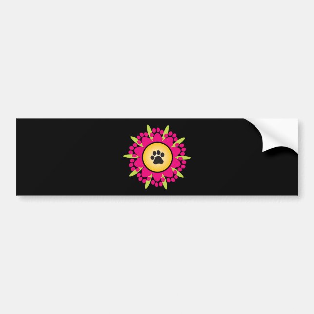 Paw Prints Flower Bumper Sticker (Front)
