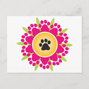 Paw Prints Flower Postcard