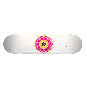 Paw Prints Flower Skateboard