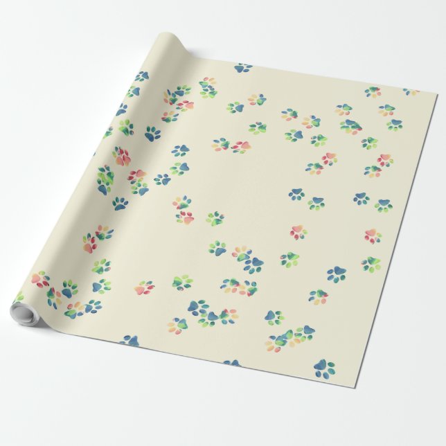 Paw Prints for Pet People Wrapping Paper (Unrolled)