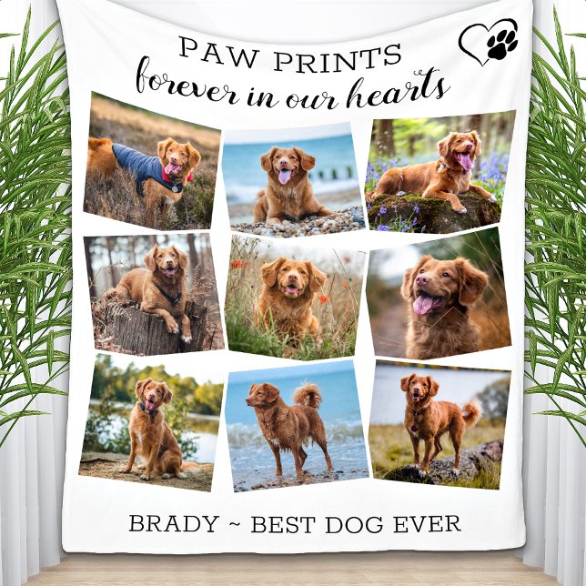 Paw Prints Forever In Our Hearts Dog Pet Memorial  Fleece Blanket (Creator Uploaded)