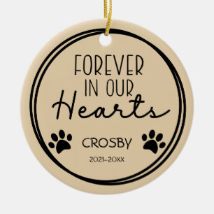 Paw Prints Forever in Our Hearts Photo Ceramic O Ceramic Tree Decoration