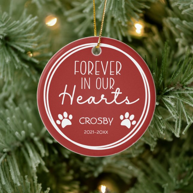 Paw Prints Forever in Our Hearts Photo  Ceramic Tree Decoration (Tree)