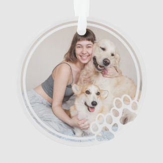 Paw Prints Frame Custom Pet Photo  Ornament