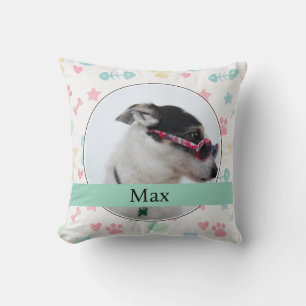 Paw Prints & Hearts Custom Dog Photo Cushion