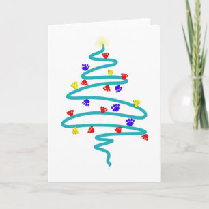 Paw Prints Holiday Christmas Tree Card