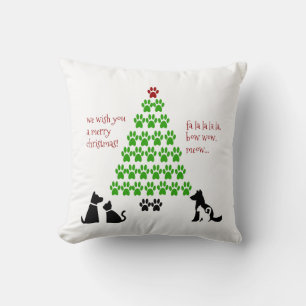 Paw Prints Holiday Tree Cushion