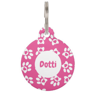 Paw Prints Hot Pink Pet Tag
