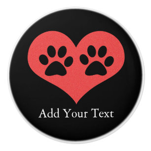 Paw Prints In My Heart by Shirley Taylor Ceramic Knob