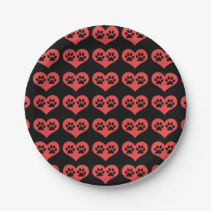 Paw Prints In My Heart by Shirley Taylor Paper Plate