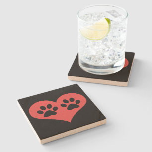 Paw Prints In My Heart by Shirley Taylor Stone Coaster