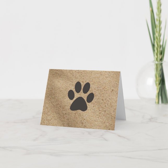 Paw prints in the sand card (Front)
