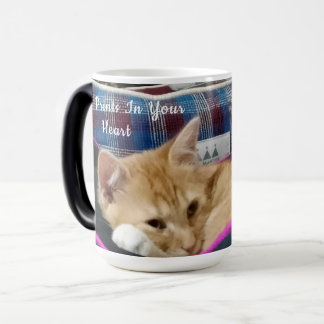 Paw prints in your heart cat Photo Name Magic Mug