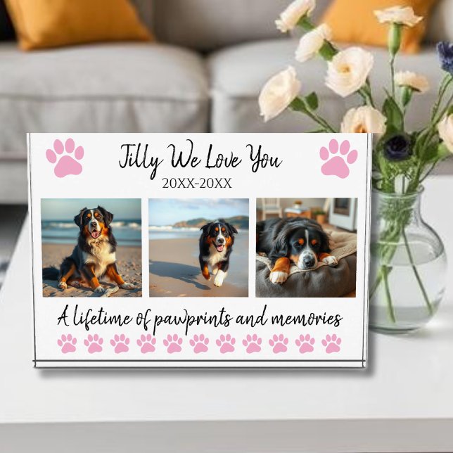 Paw Prints & Memories-Custom Pet- Photo Block (Paw Prints & Memories-Custom Pet- Photo Block-Pastel pink)