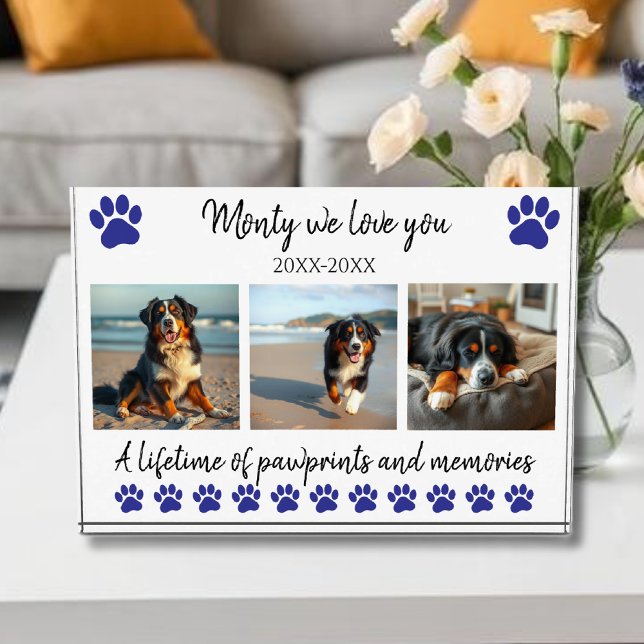 Paw Prints & Memories-Custom Pet- Photo Block (Paw Prints & Memories-Custom Pet- Photo Block-dark blue)