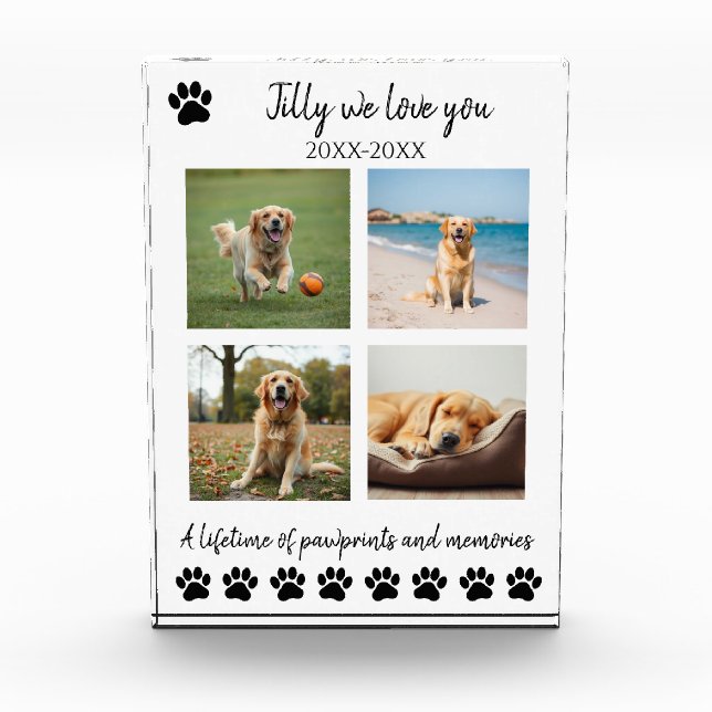 Paw Prints & Memories-Custom Pet-  Photo Block (Front)