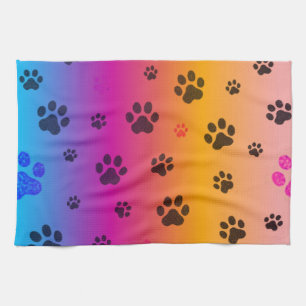 PAW PRINTS/MULTI COLORED KITCHEN HAND TOWEL! TEA TOWEL