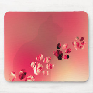 Paw Prints of Cat, Dog, Puppy for Pet Lovers Mouse Pad
