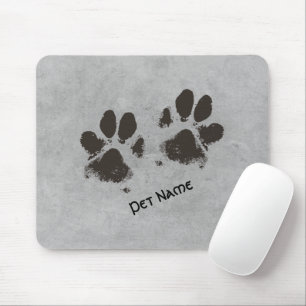 Paw Prints On Concrete Design Personalised Mouse Pad