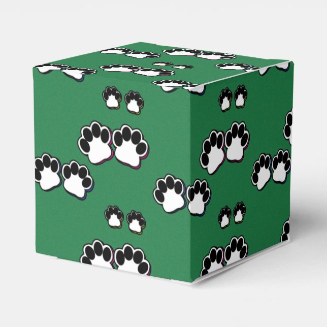Paw Prints on Green Favour Box (Back Side)