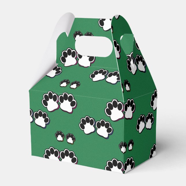 Paw Prints on Green Favour Box (Back Side)