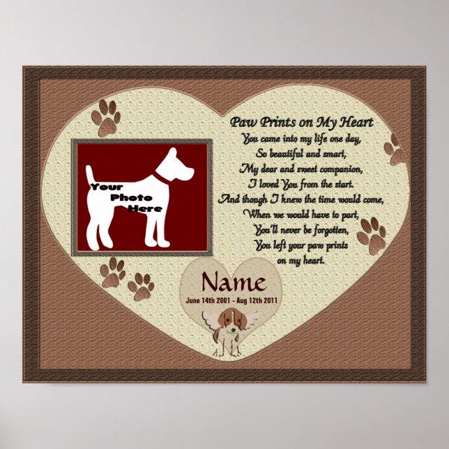 Paw Prints on My Heart - Brown Dog Memorial (Front)