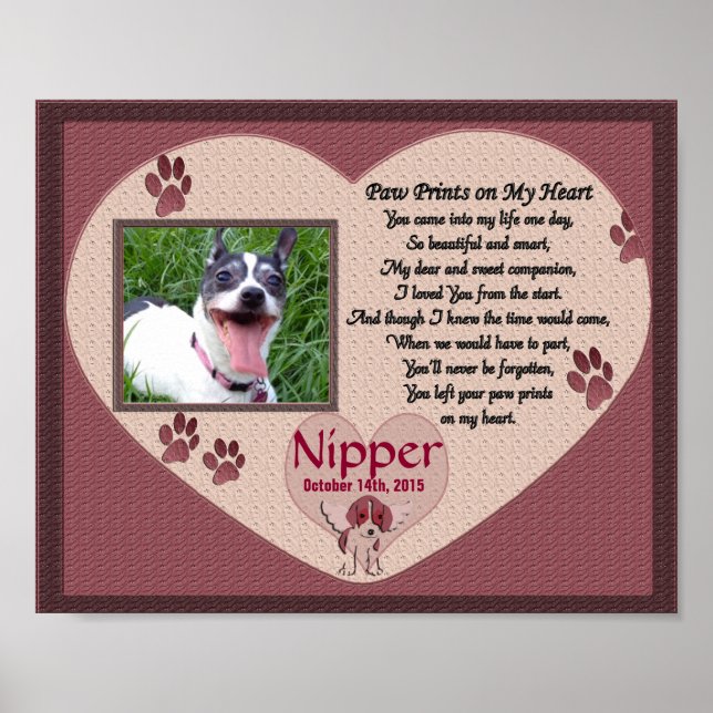 Paw Prints on My Heart Dog Memorial (Front)