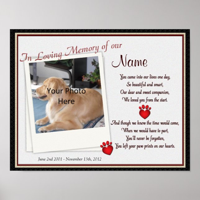 Paw Prints on My Heart Pet Memorial - Dog Cat (Front)