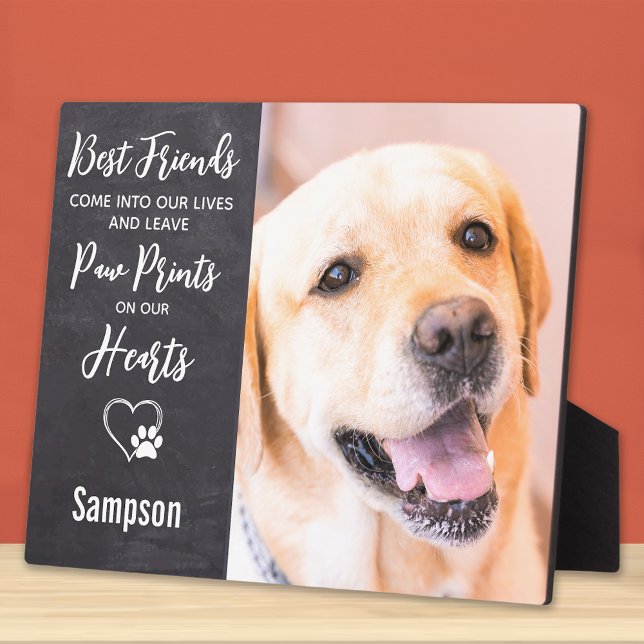 Paw Prints On Our Heart Photo Dog Pet Memorial Plaque (Creator Uploaded)
