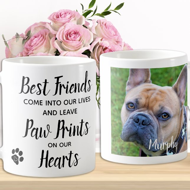 Paw Prints on our Hearts Pet Memorial Photo Coffee Mug (Creator Uploaded)