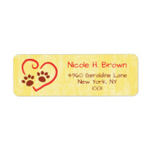 Paw Prints On Your Heart Return Address Labels