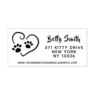 Paw Prints On Your Heart Return Address & Website Rubber Stamp