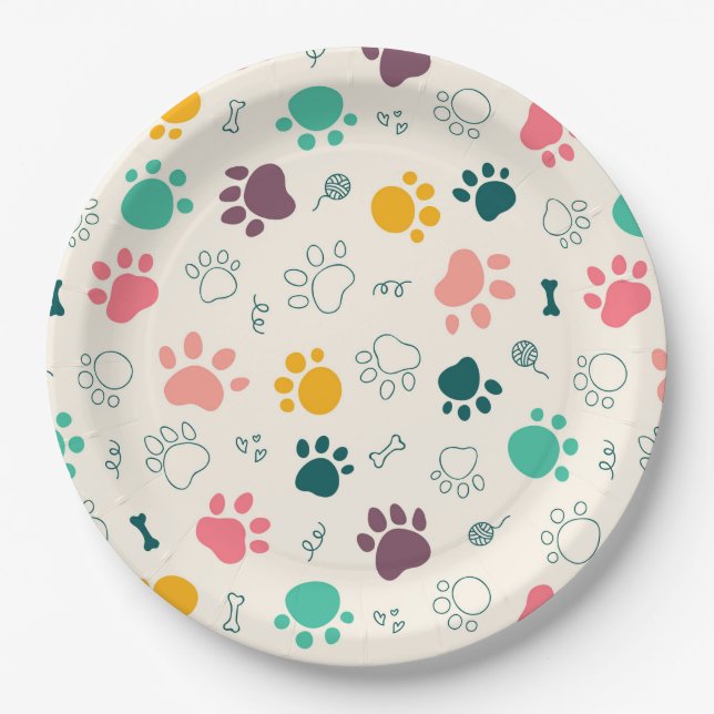 Paw Prints Paper Plate (Front)