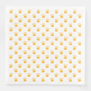 Paw Prints Pattern Yellow-Orange Napkin