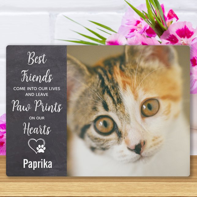 Paw Prints Personalised Photo Pet Cat Memorial Plaque (Creator Uploaded)