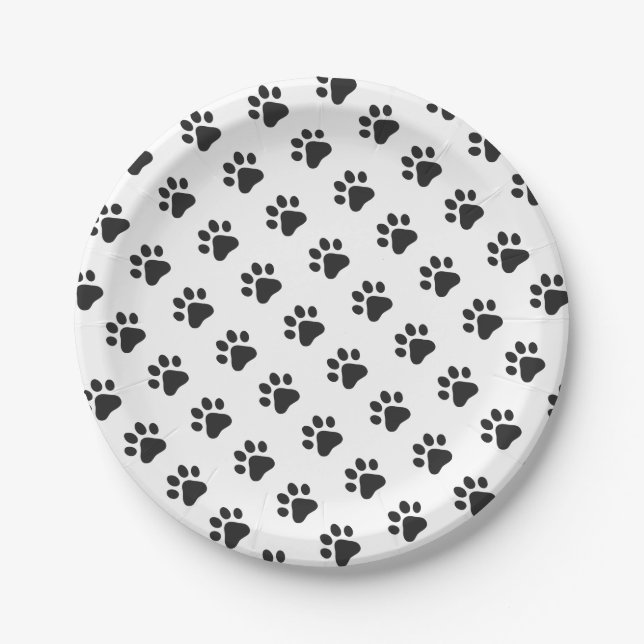 Paw Prints Pet Lovers Cat Dog Animal Fun Paper Plate (Front)